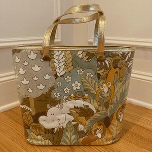 Vintage 1960s Delill bucket purse, jungle theme